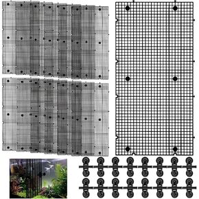 DIVINA VITAE 12Pcs Fish Tank Divider with 16 Suction Cups, 11.81 x 5.91inch Aquarium Divider Plastic Grid Sheet Adjustable Fish Tank Separator for DIY Filtration and Bottom Protection in Aquascaping