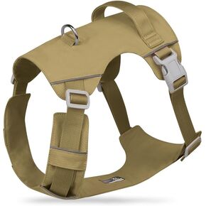 Mile High Life No Pull Dog Harness with Reflective Stripe, Adjustable Easy Get on Lightweight Harness for Small Medium Large Dogs Walking Running Training (Khaki, XL Chest 26"-37")