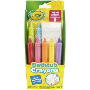 Crayola Bathtub Crayons 7 Pack + Eraser, Washable Tub Coloring Kit & Easy Cleanup Eraser, Firefly Red, Sky Blue & More Favorites, Gift for Creative Kids