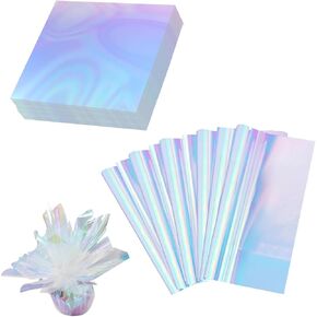 WXGXIN 200Pcs Cellophane Sheets for Crafts, 9x9 Inch Iridescent Cellophane Colored Cellophane Wrap Paper for Candy, DIY Decoration