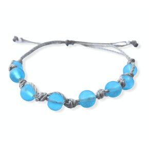 Blue Sea Glass Woven Bracelet-Friendship String Bracelet-Handmade Turquoise Anklet-Surfer Bracelet-Mermaid Jewelry (Bracelet)