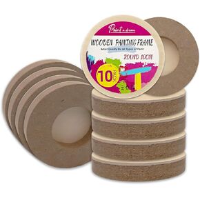 Unfinished Wood Panels for Painting, Premium Art Boards for Crafts, Wood Canvas Boards 10Pack of Studio 3/4" Deep, Cradle Boards for Pouring Art, Crafts, Burning (Round -10CM)
