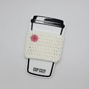 907 Creations By Ca'Trena - Cup Cozy Sleeve with Button, Reusable (White)