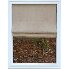 FANXINCAIWEI Roman Shades: Premium Handmade Relaxed Natual Linen for Windows - Custom Fabric Window Shade Treatment,Blackout Light Filtering for Living Room,Doors and Kitchen,Cordless Pull Down