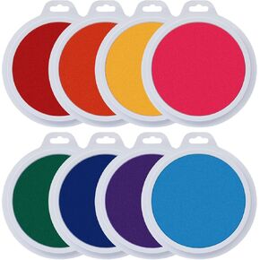 7" Jumbo Washable Rainbow Stamp Pads - 8 Color Large Ink Pads Set for Full Handprints, Footprints | Paper, Fabric & Card Crafting Supplies