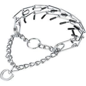 Prong Collars for Dogs, No Pull Dog Collar, Dog Training Collar for Large Medium Small Dogs, Stainless Steel Adjustable with Comfort Rubber Tips (S(14-18" Neck, 2.25mm))