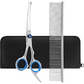 Professional 4CR Stainless Steel with Safety Round Tips Dog Grooming Scissors, Heavy Duty Titanium Coated 6 in 1 Pet Scissors for Dogs,Cats and Other Animals (Wathet 2Pack)