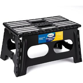 Korpai 5" Folding Step Stool for Adults and Kids 15-Inch Extra Wide Stool Holds Up to 300 lbs,Non-Slip Folding Stools with Handle,Compact Plastic Foldable Step Stool for Bathroom,Kitchen,ect, Black in Saudi Arabia