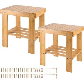 HOIGON 2 Pack 13 بوصة البراز خطوة الخيزران ، البراز الخيزر