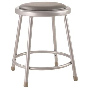 National Public Seating 6418 Steel Stool with 18" Vinyl Upholstered Seat, Grey