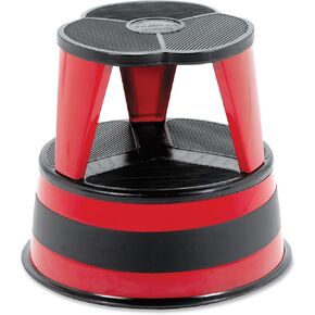 Cramer Kik-Step Steel Step Stool, 2-Step, 350 lb Capacity, 16" Diameter x 14.25"h, Red