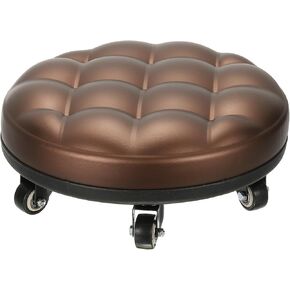 PATIKIL Low Roller Seat Wheel Stool Chair PU Leather Short Low Rolling Stool with Universal Wheel for Home Office Fitness (Red/Brown), 5.1" Height