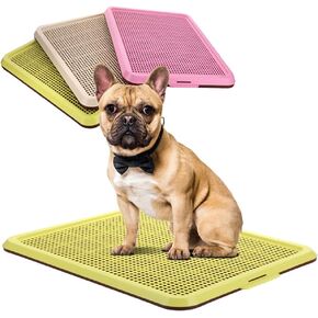 BANU Puppy Pee Pad Holder Indoor/Outdoor Dog Potty Training Toilet Tray 20" x 16" for Small and Medium Dogs Hygienic pet Toilet Pet Supplies (Yellow)