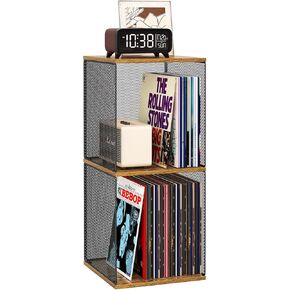 3 Tiers of Record Holder Shelf Vinyl Record Storage Furniture,DIY Stackable 80-110 Records Album Storage Box Cube Natural Wooden Organizer Crate Records Cabinet Record Vinyl Storage, Non-Detachable