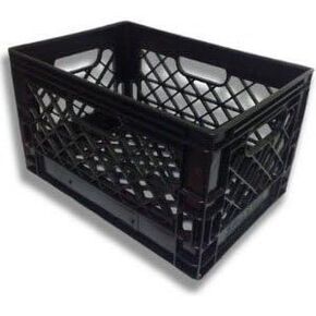 Authentic 19x13x11 6 Gallon 24 Quart Rectangular Dairy Milk Crate (BLACK)