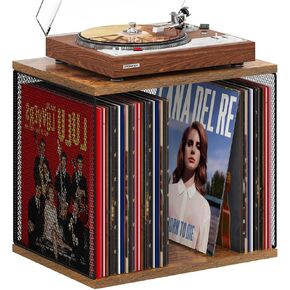 1 Cube Record Holder Turntable-Compatible Desktop,DIY Stackable Vinyl Record Storage 50-70 Records Album Storage Box Cube Wooden Organizer Crate Records Cabinet Record Vinyl Storage