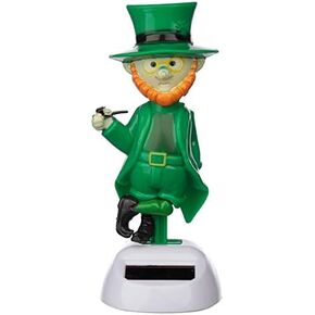 Solar Powered Pal, Novelty Leprechaun Animated Toy Car Decor Kids Girl Toys Gift for Office Car Ornament Decoration, Height 12cm Width 5cm Depth 6cm