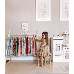 Kids' Wooden Clothing Rack – Montessori Wardrobe Organizer (Painted White)