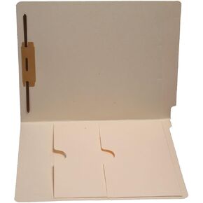 11 pt Manila Folders, Full Cut End Tab, Letter Size, Double Pockets Inside Front, Fastener Pos #1 (Box of 50)