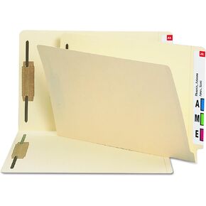Smead Heavyweight End Tab Fastener File Folder, Shelf-Master® Reinforced Straight-Cut Tab, 2 Fasteners, Legal Size, Manila, 50 per Box (37215)