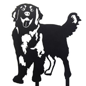 Black Powder Coated Metal Standing Golden Retriever Dog Silhouette Yard Stake (Small)