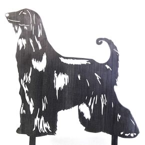 Corten Steel Afghan Hound Dog Silhouette Yard Stake (Large)
