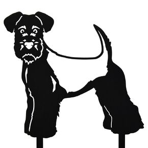 Black Powder Coated Metal Welsh Terrier Dog Silhouette Yard Stake (Large)