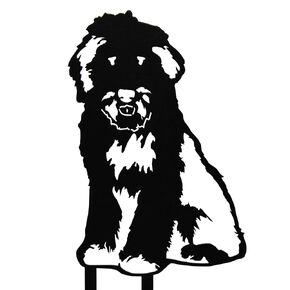 Black Powder Coated Metal Old English Sheepdog Dog Silhouette Yard Stake (Large)