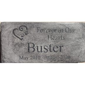 Custom Engraved Pet Memorial 11.5"x5.5" Forever in Our Hearts Heart with 2 Paws