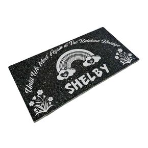Rainbow Bridge Pet Memorial Stone Black Granite, Personalized 6x12 12x12 12x18 12x24 Dog Memorial, Pet Grave Marker Dog Cat Headstone
