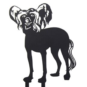 Black Powder Coated Metal Chinese Crested Dog Silhouette Yard Stake (Large)