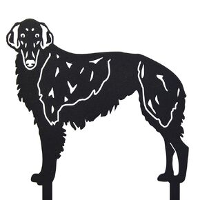 Black Powder Coated Metal Borzoi Dog Silhouette Yard Stake (Small)