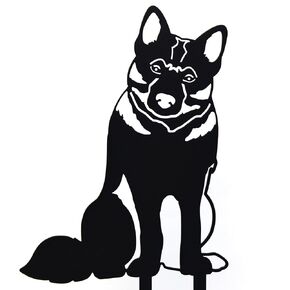 Black Powder Coated Metal Norwegian Elkhound Dog Silhouette Yard Stake (Large)