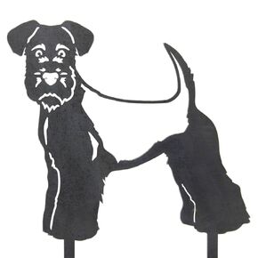 Corten Steel Welsh Terrier Dog Silhouette Yard Stake (Small)