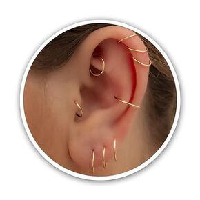 Tiny Gold Hoop Cartilage Earrings Set - 20 Gauge 14k Gold Filled Small Earrings Hoops - Gold Helix Jewelry For Women