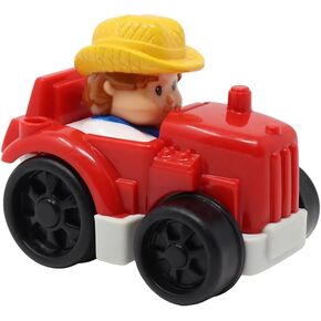 Fisher-Price Replacement Part for Collectible Little People Wheelies Car Playset V3385 - Replacement Red Farm Tractor Vehicle with Attached Farmer Figure