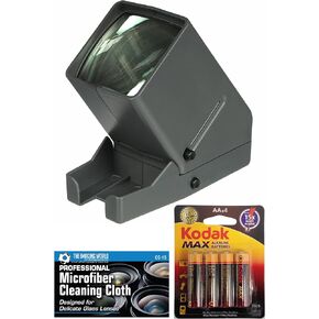 Medalight 35mm Desk Top Portable LED Negative and Slide Viewer + AA Batteries + Microfiber Cleaning Cloth