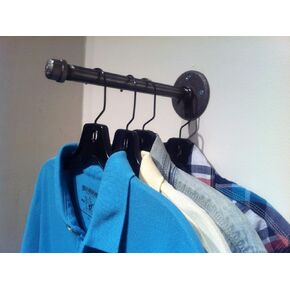 Industrial Chic Wall Mounted Pipe Storage Hook, Ideal for Hanging Clothes, Hanging Plants, or as Floating Shelf Brackets, Urban and Loft Style, Powder Coated Finish, Multiple Color and Size Options