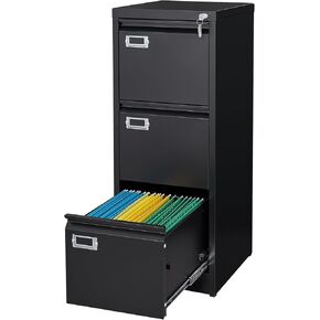 MIIIKO 2 Drawer Filing Cabinet with Lock, Metal Vertical File Cabinets for Home Office, Lockable File Storage Cabinets Under Desk, Letter/A4 File Folders Storage