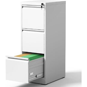 4 Drawer File Cabinet with Lock, Vertical File Cabinet with Lock, Locking File Cabinet Hanging Files for A4/ Legal/Letter, Require Assembly, Black
