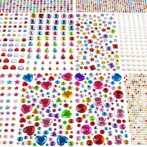 3000 PCS Gem Stickers - Self Adhesive Scrapbook Supplies | Rhinestones for Crafts Supplies,Small Earrings Face Nail Jewels for Kids - Face Gems Body Glitter Hair Jewelry for Women,Festival Essentials