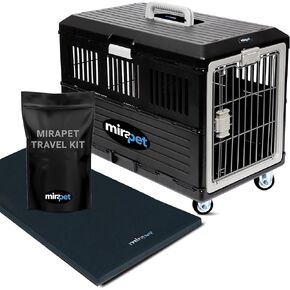 USA Pet Carrier with Pad & Travel Kit 35'' - Premium Collapsible Design for Cats and Dogs - Indoor/Outdoor - 360-Degree Ventilation & Hard Plastic Wall Protection