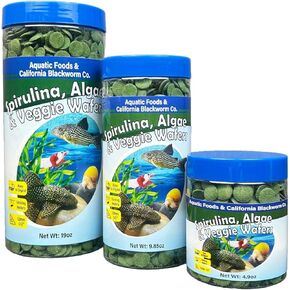 Aquatic Foods Inc. 12mm-1/2 "رقائق غارقة صغيرة من سبيرولينا ، الطحالب والخضار للبليكوس ، سمك السلور ، الروبيان ، القواقع ، سرطان البحر ، جراد البحر ، مزيج من 12 نوعًا من النوع