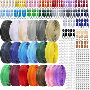 #5 Nylon Zipper Tape for Sewing: YZSFIRM 76 Yards Color by The Yard Nylon Coil Zippers for DIY Sewing Craft with 95 Bulk Metal Zipper Slider
