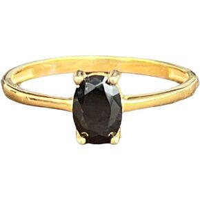 Black Obsidian Dainty Ring, Obsidian Jewelry Women Gold Plated Sterling Silver Ring Crystal Healing Jewelry Obsidian Ring Minimalist Onyx Ring, Gift for Her in Saudi Arabia