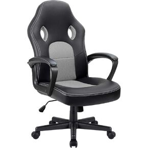 Furmax Gaming Chair Office Chair Leather Computer Desk Chair Racing Style Ergonomic Adjustable Swivel Task Chair with Lumbar Support and Arms (Black)