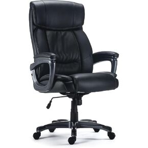 STAPLES Lockland Ergonomic Managers Office Chair, Big & Tall Cushioned, Adjustable Height, Metal Frame, Bonded Leather, for Workspace, Home, or Gaming, Black