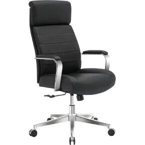 Realspace® Modern Comfort Modee Vegan Leather High-Back Executive Office Chair, Black/Chrome, BIFMA Compliant