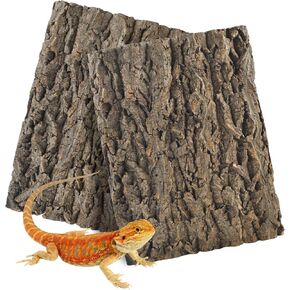 2PCS Reptile Cork Bark Background,15.74 x 11.81 Inch Natural Cork Wood Terrarium Background Bearded Dragon Tank Bark Backdrop Wall Decor for Lizard Gecko Chameleon Tortoise Snake Spider Frog