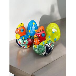 Talavera Chicken Salt and Pepper Shakers – Hand-Painted Mexican Pottery, Vibrant Colors | 3" Tall, 3" Wide | Adorable Kitchen Table Decor, Handmade in Mexico
